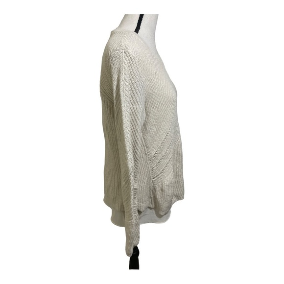 Lucky brand womens knit with silk undershirt sweater size Large ivory color - Picture 4 of 10